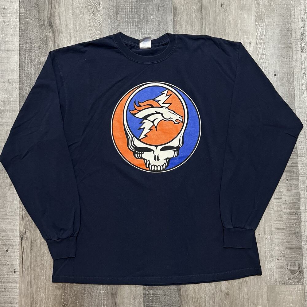 Denver Broncos Grateful Dead Mile High Madness Long Sleeve T Shirt XL Stealie